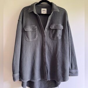 AERIE LumberJane Shirt Waffle Button Down Shacket - Dark Gray XS
